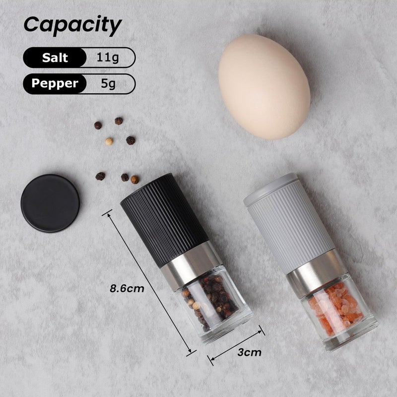 VEVOK CHEF Mini Salt and Pepper Grinder Set, Small Tiny Adjustable Coarseness Ceramic Salt Grinder with Funnel and Bag Portable Handy Spice Pepper Mill Shaker For Outdoor Party Lunch Bag Kitchen - Image 2
